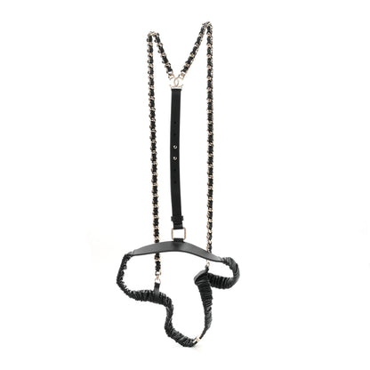 Chanel Lambskin Calfskin CC Chain Belt Suspenders 80 32 Black 1 of 6