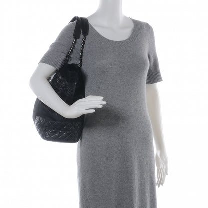 Chanel Pony Hair Quilted Drawstring Tote Black 2 of 7
