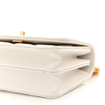 Chanel Shiny Caviar Quilted Flap Charm Small Wallet On Chain WOC White 11 of 15