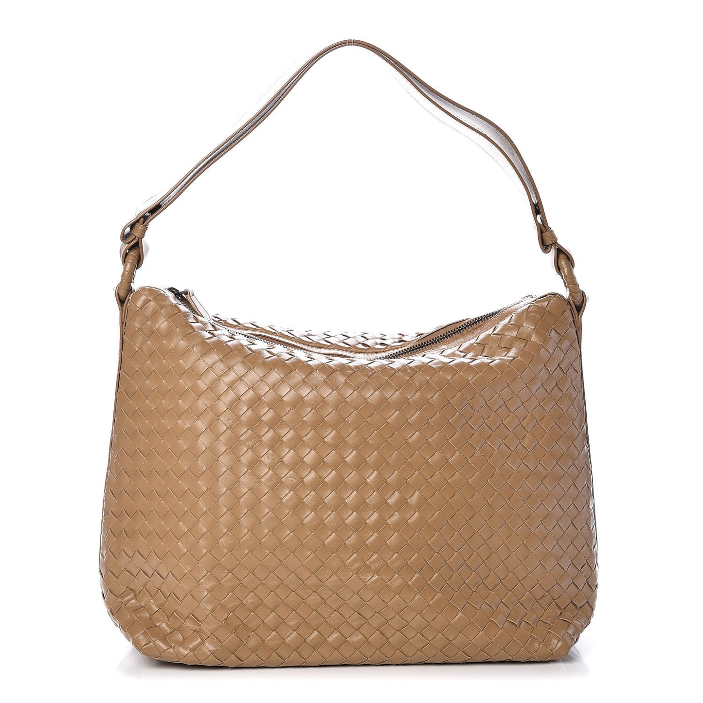 Nappa Intrecciato Hobo Camel
