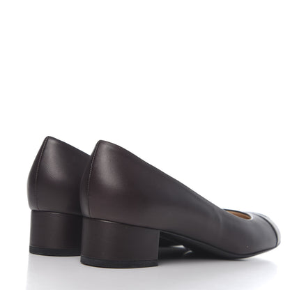 Chanel Lambskin CC Cap Toe Pumps 38.5 Dark Brown Black 4 of 9