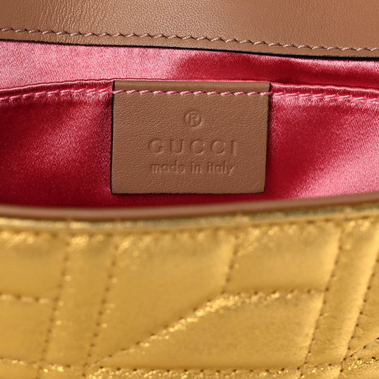 Gucci Metallic Calfskin Matelasse Studded Mini Pearly GG Marmont Shoulder Bag Gold 6 of 15