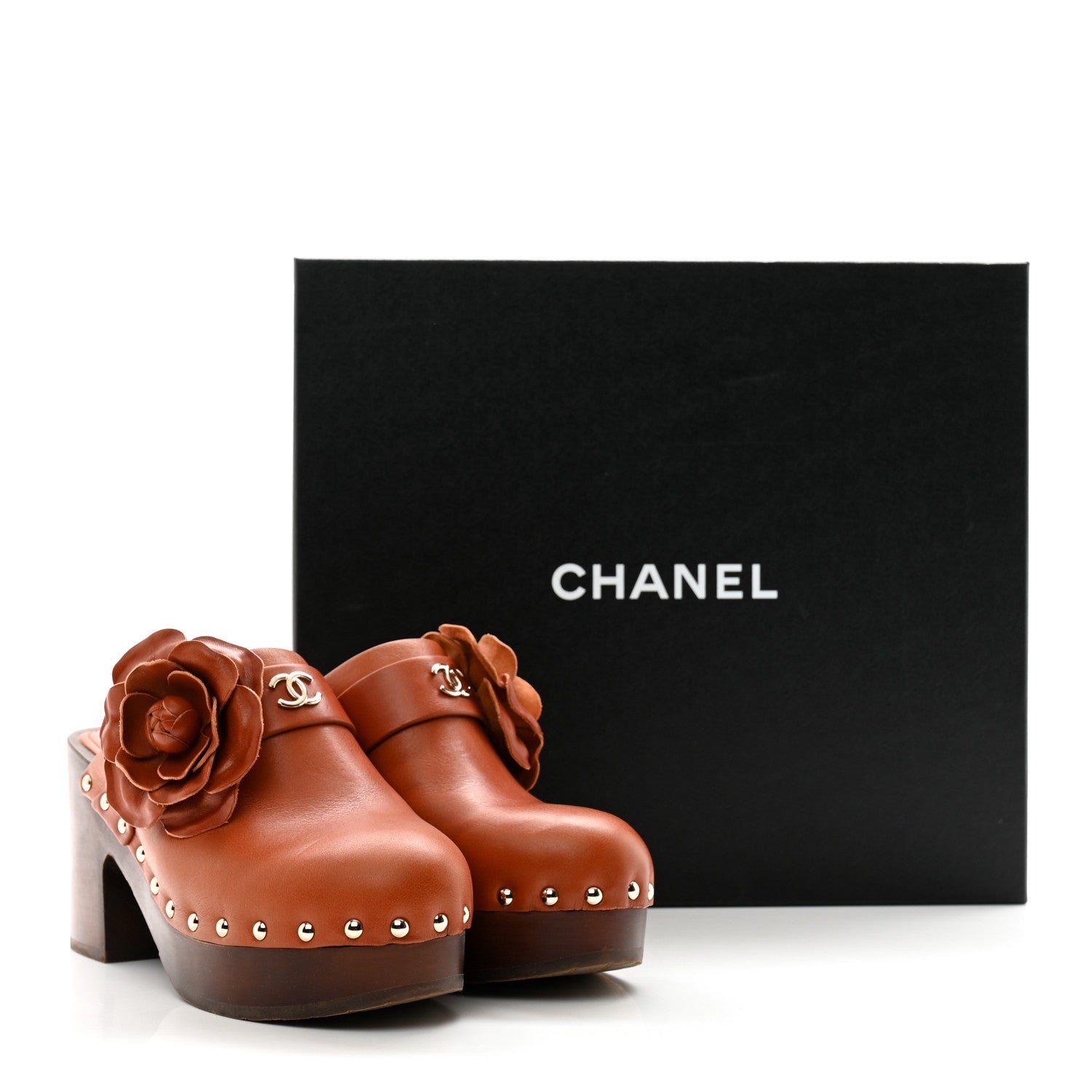 Chanel Calfskin Camellia Clogs 37 Brown 11 of 11