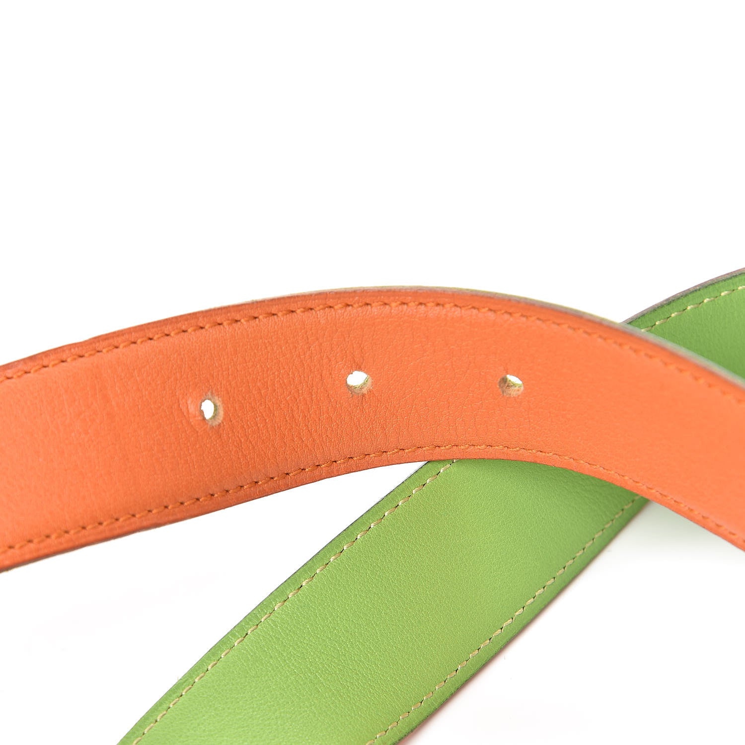 Hermes Veau Gulliver 32mm H Belt 68 Orange Vert Cru 4 of 8
