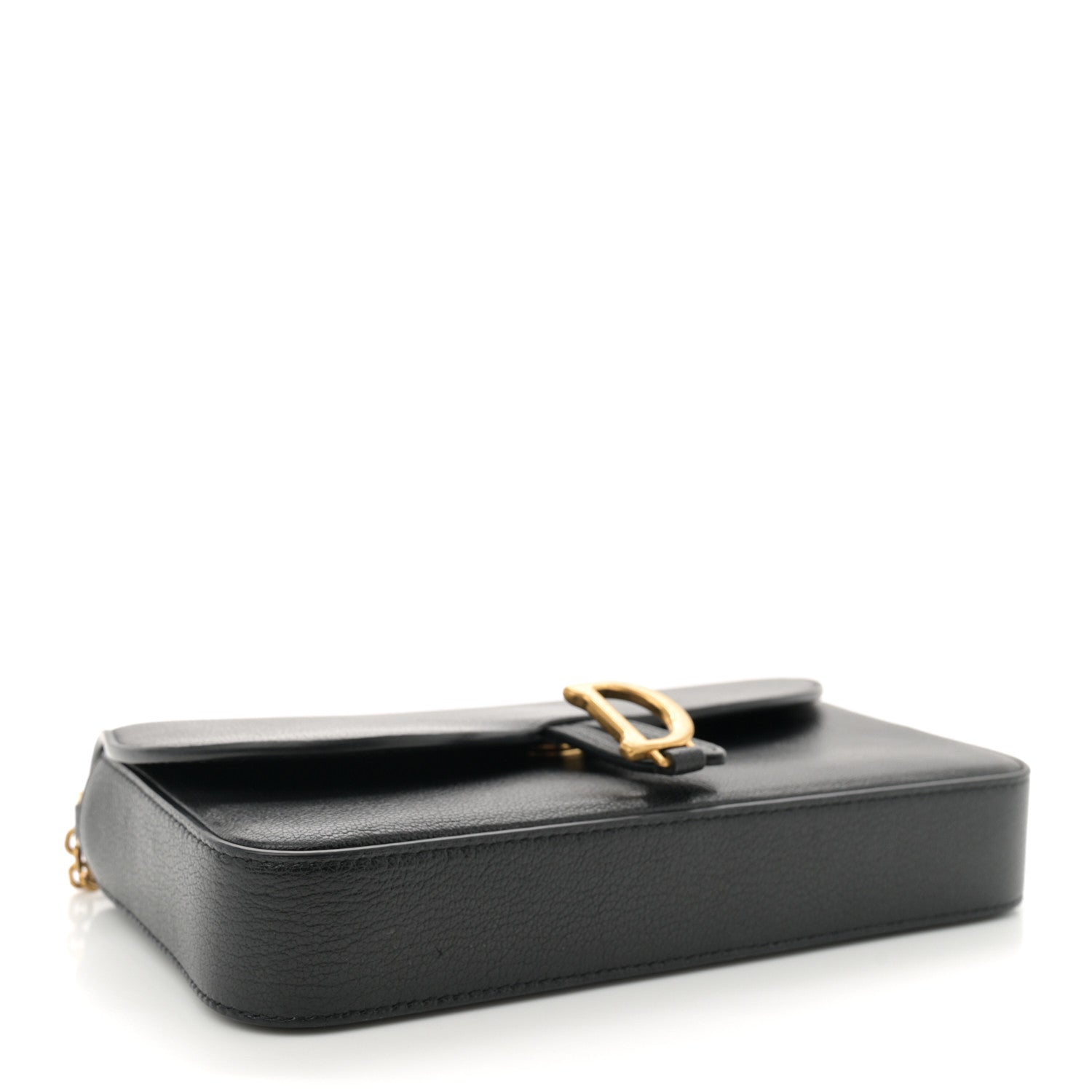 Christian Dior Goatskin Medium Saddle Pouch With Chain Black 4 of 11