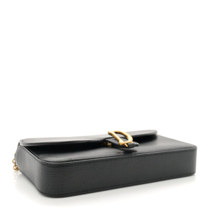 Christian Dior Goatskin Medium Saddle Pouch With Chain Black 4 of 11