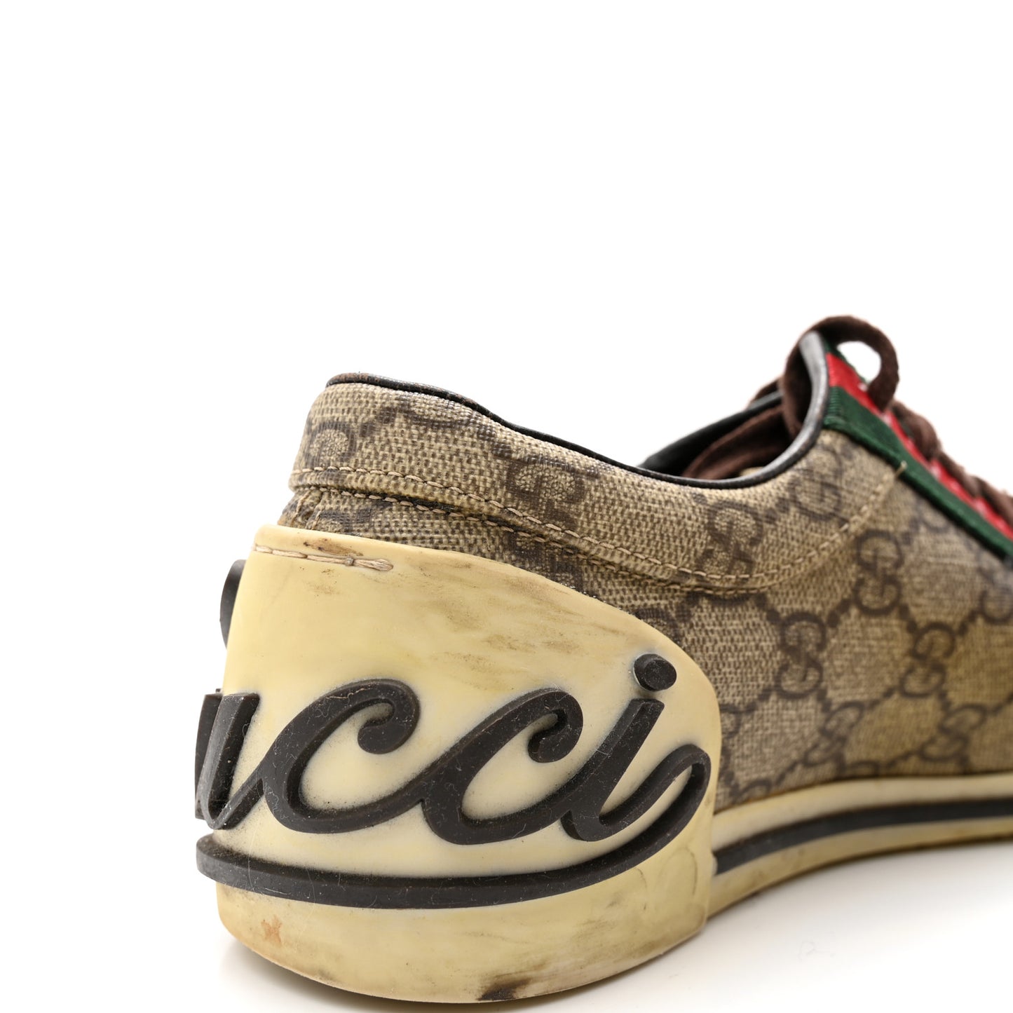 GG Monogram Web Womens Script Sneakers 36 Brown