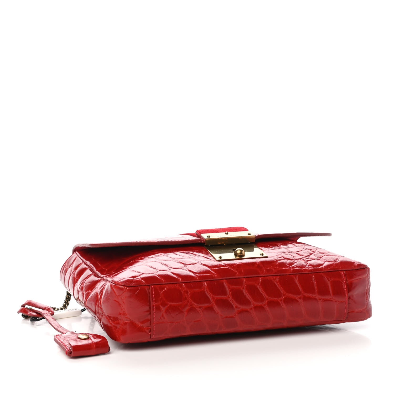 Marc Jacobs Calfskin Crocodile Embossed Mini Polly Shoulder Bag Flame 3 of 8