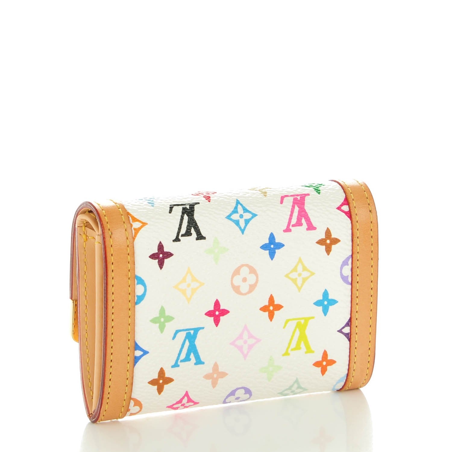 Louis Vuitton Monogram Multicolor Porte-Monnaie Plat Coin Purse White 3 of 8