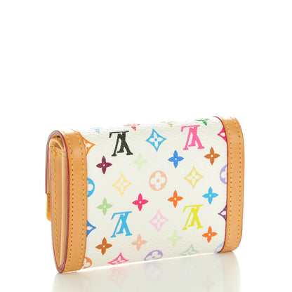 Louis Vuitton Monogram Multicolor Porte-Monnaie Plat Coin Purse White 3 of 8