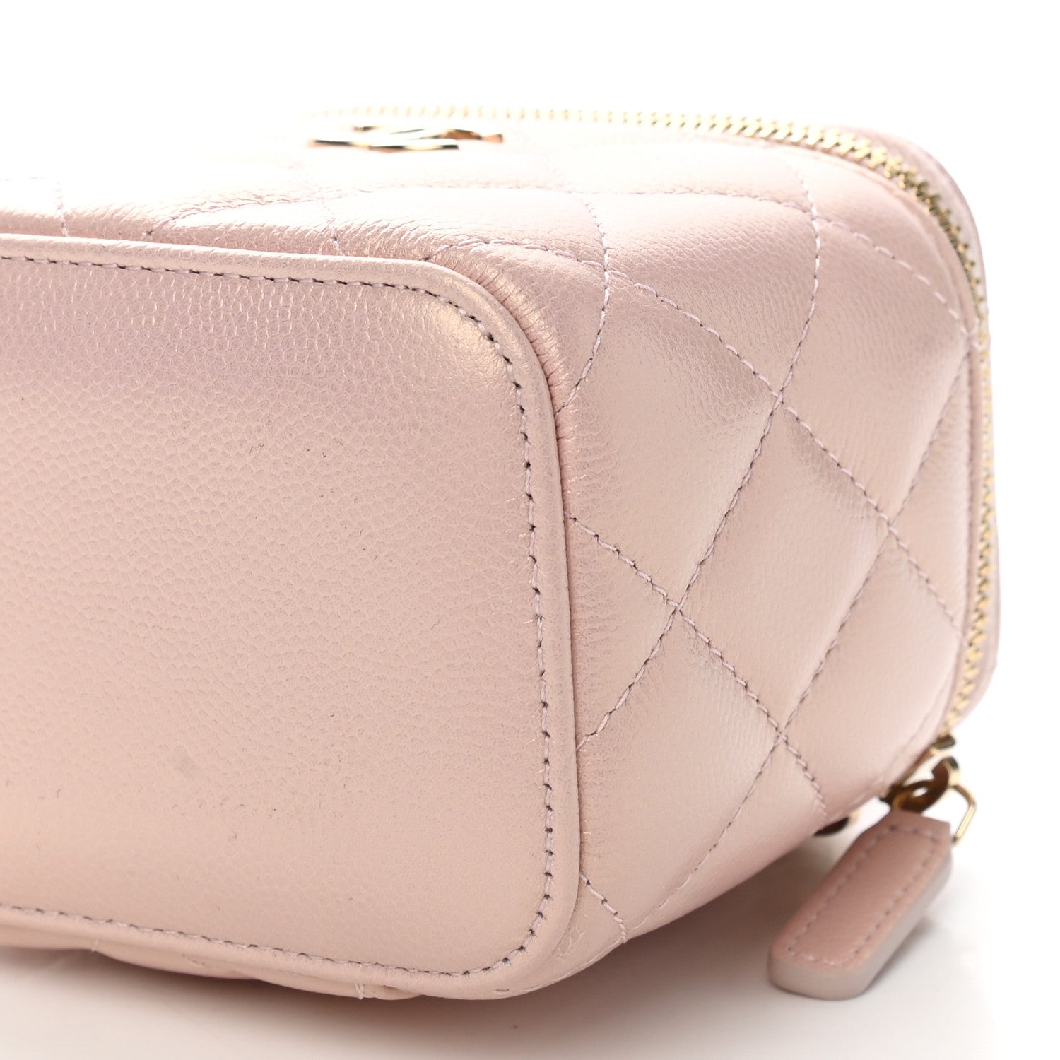Chanel Iridescent Caviar Quilted Mini Pearl On Top Vanity Case With Chain Light Pink 11 of 12