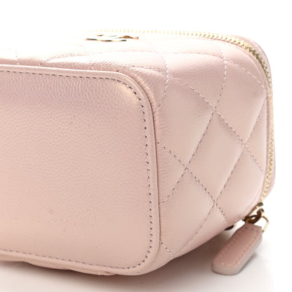 Chanel Iridescent Caviar Quilted Mini Pearl On Top Vanity Case With Chain Light Pink 11 of 12