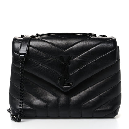 Saint Laurent Calfskin Y Quilted Monogram Monochrome Small Loulou Chain Satchel Black 1 of 10