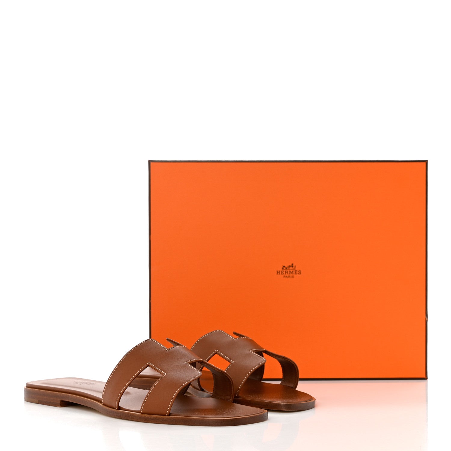 Hermes Box Calfskin Oran Sandals 38 Gold 9 of 9