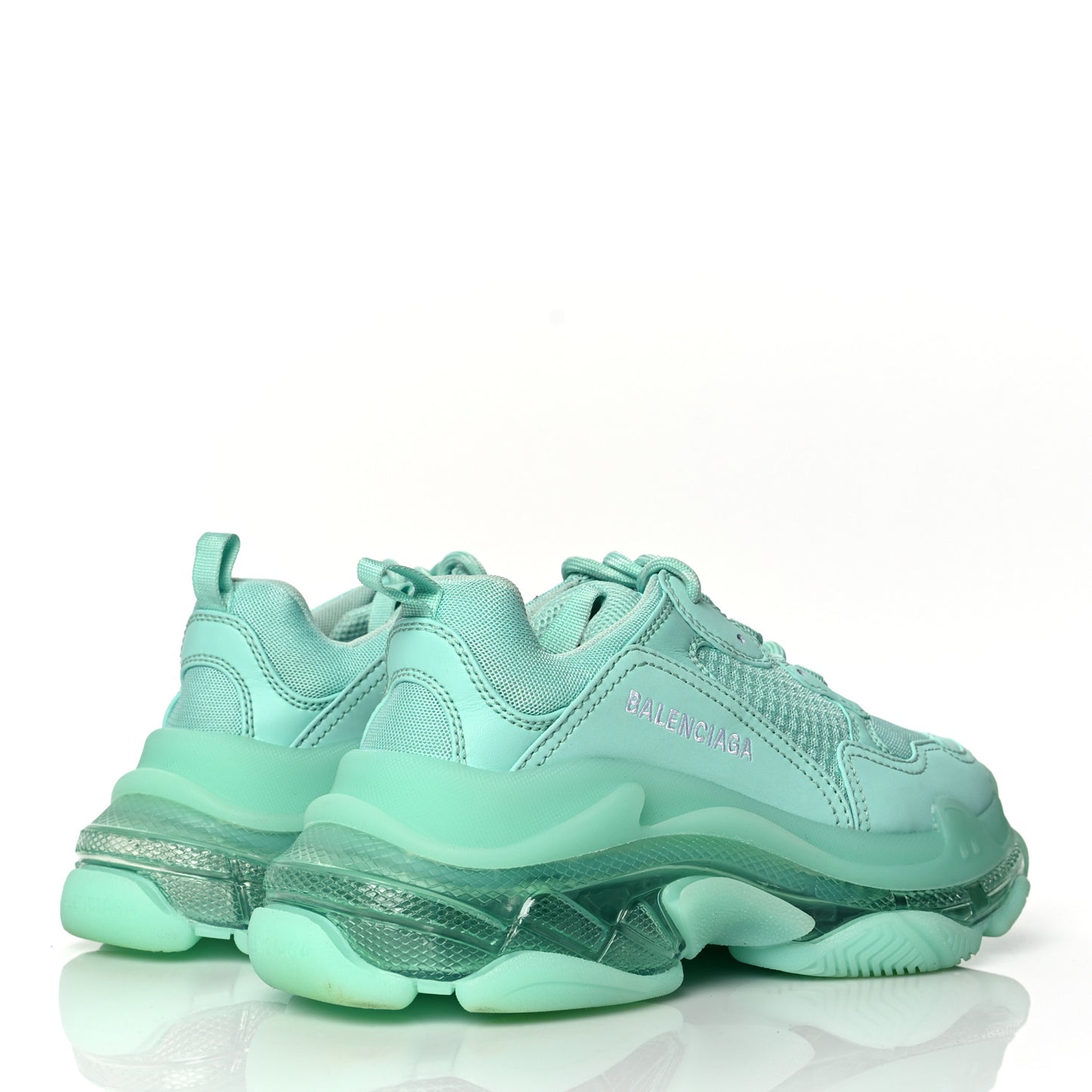 Fabric Mesh Clear Sole Womens Triple S Sneakers 38 Mint