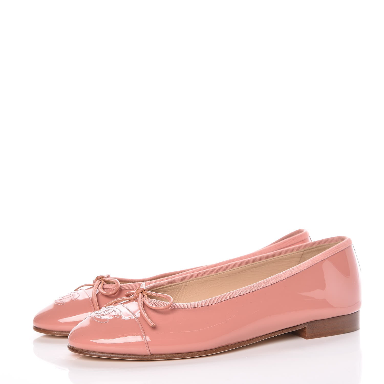 Chanel Patent Calfskin CC Cap Toe Ballerina Flats 36 Dark Pink 3 of 12