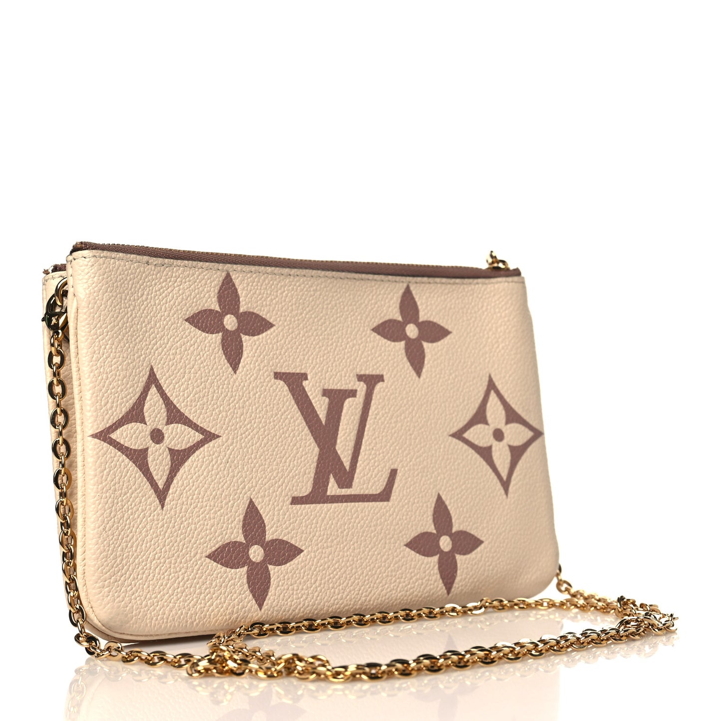 Empreinte Monogram Giant Double Zip Pochette Creme Bois De Rose