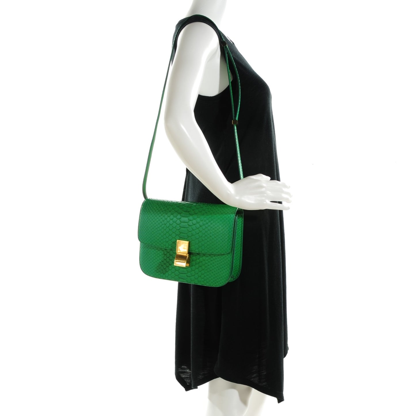 Python Medium Classic Box Flap Bag Grass Green