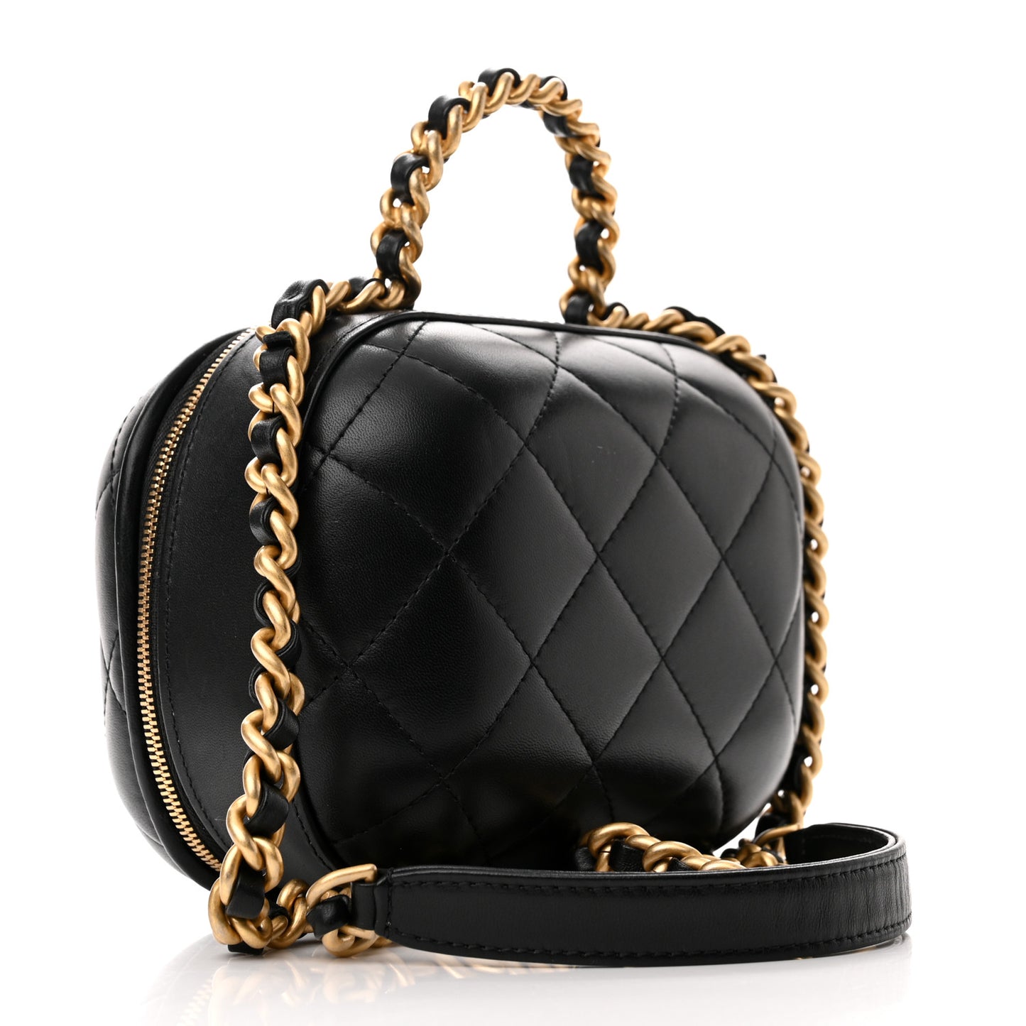 Lambskin Quilted Small CC Bubble Vanity Case Black