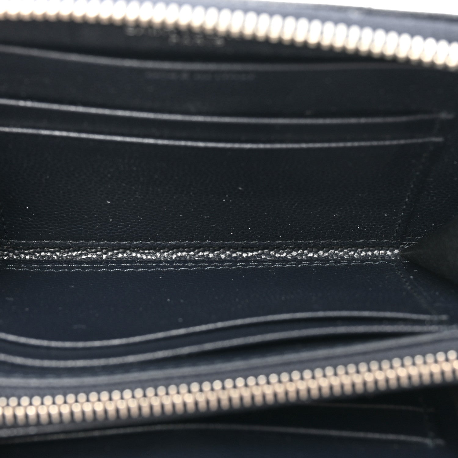 Saint Laurent Grain De Poudre Matelasse Chevron Monogram Small Zip Around Wallet Deep Marine 7 of 11