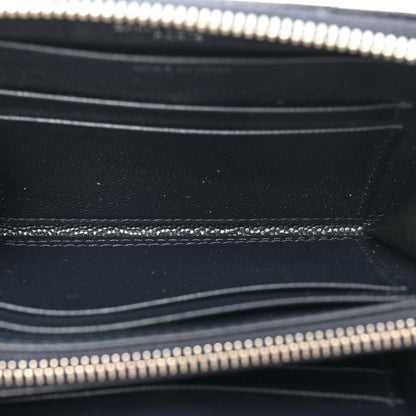 Saint Laurent Grain De Poudre Matelasse Chevron Monogram Small Zip Around Wallet Deep Marine 7 of 11