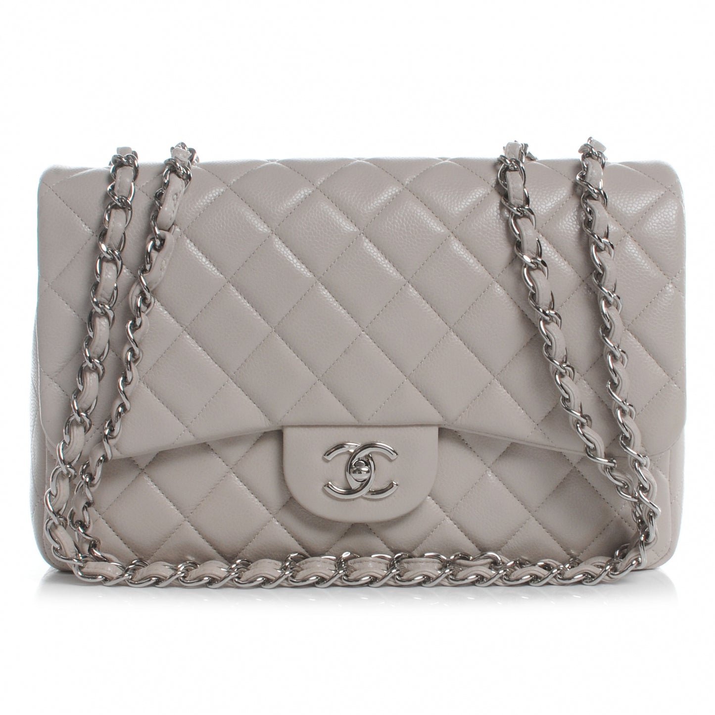 Caviar Jumbo Single Flap Ecru