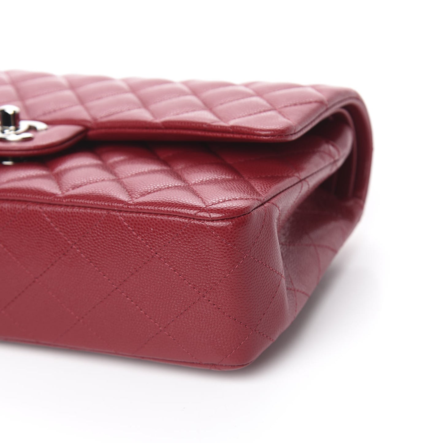 Caviar Quilted Medium Double Flap Dark Red