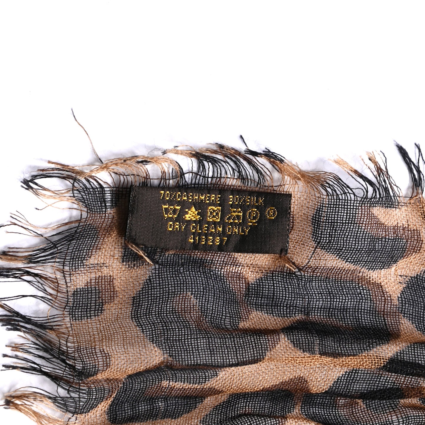 Cashmere Silk Leopard Etole Stole Marron