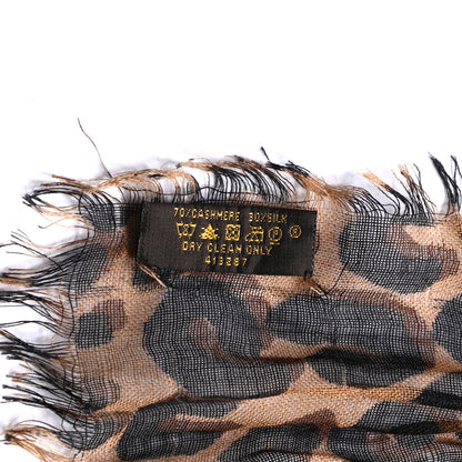 Louis Vuitton Cashmere Silk Leopard Etole Stole Marron 4 of 6