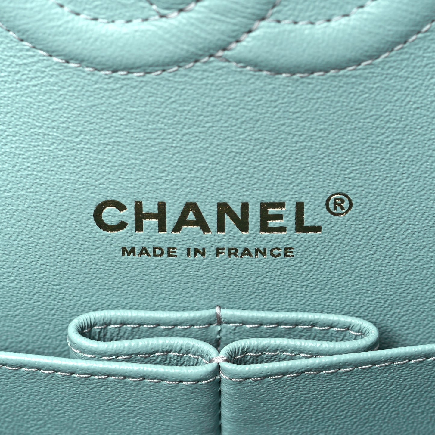 Caviar Quilted Medium Double Flap Light Blue
