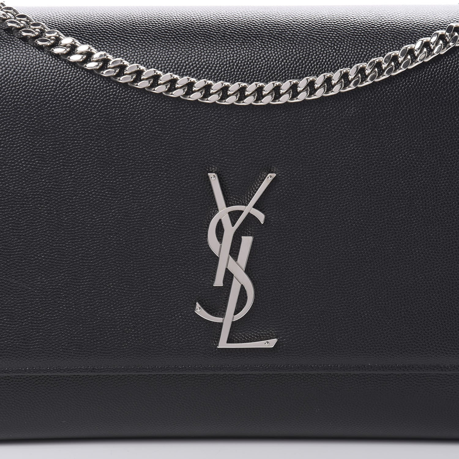 Saint Laurent Grain De Poudre Large Classic Monogram Kate Satchel Black 8 of 11