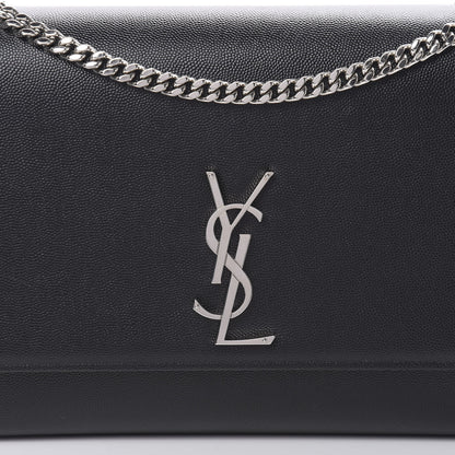 Saint Laurent Grain De Poudre Large Classic Monogram Kate Satchel Black 8 of 11