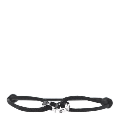 Cartier 18K White Gold Ceramic 4 Diamond LOVE Cord Bracelet Black 1 of 8