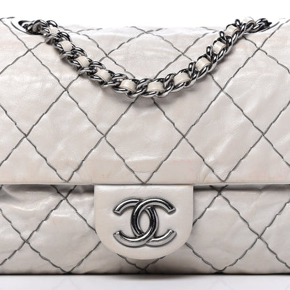 Chanel Glazed Goatskin Double Stitch Flap Light Grey 9 of 9