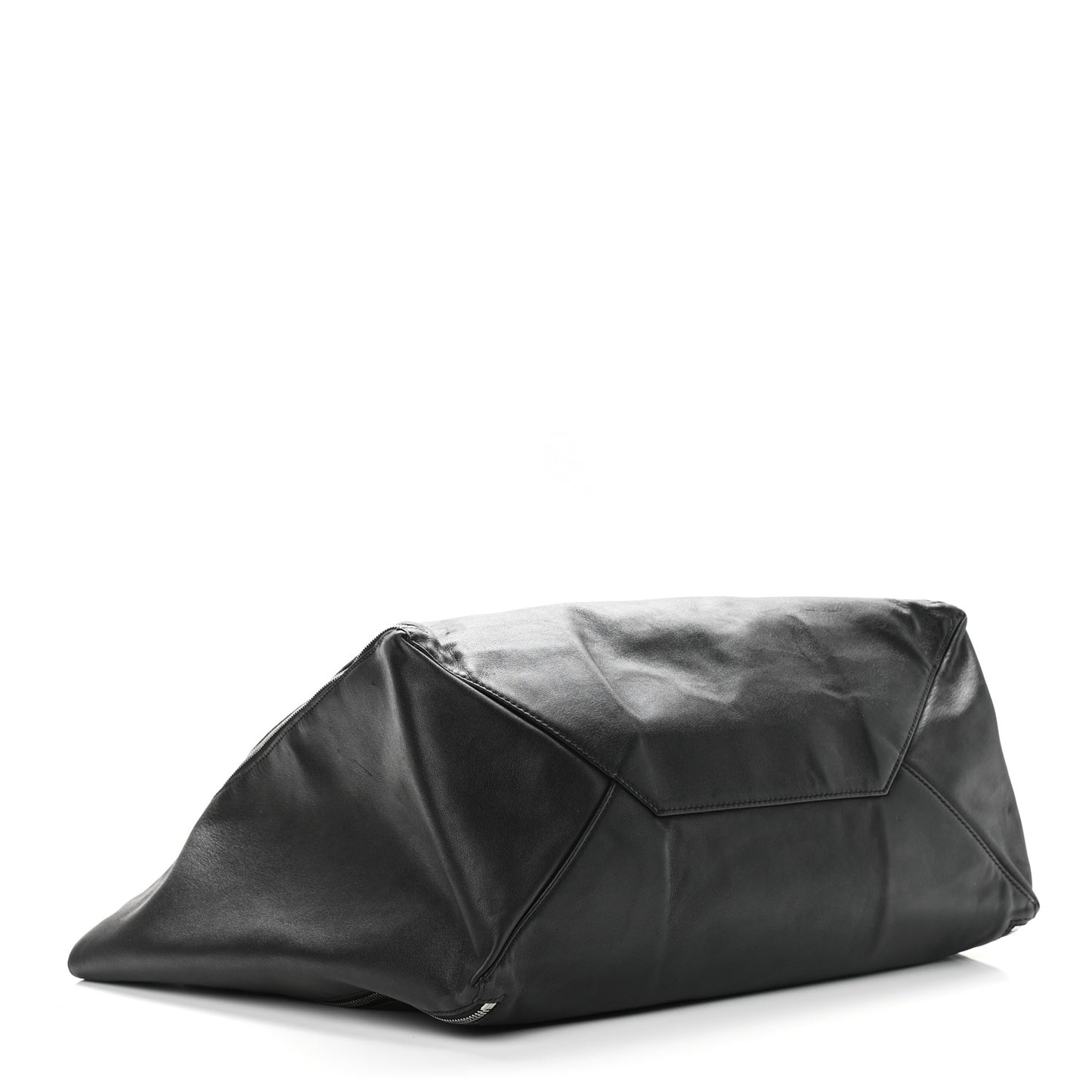 Smooth Lambskin Horizontal Zipper Gusset Cabas Black