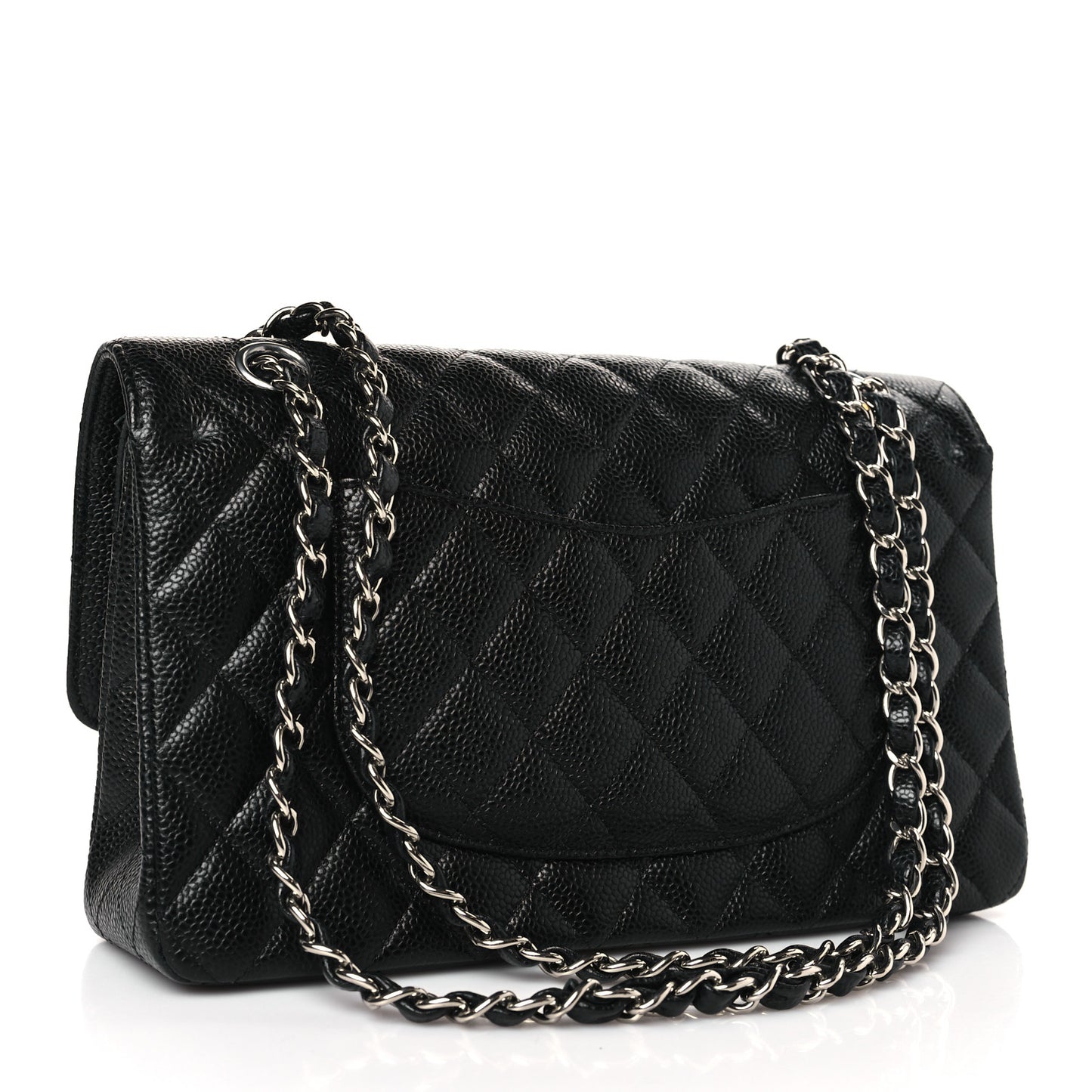 Caviar Quilted Medium Double Flap Black