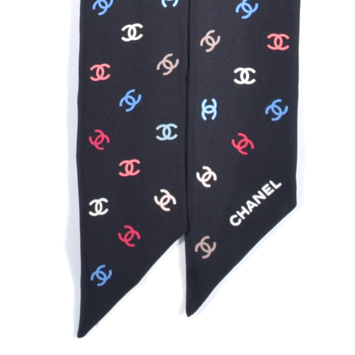 Silk Heart CC Slim Bandeau Scarf Black