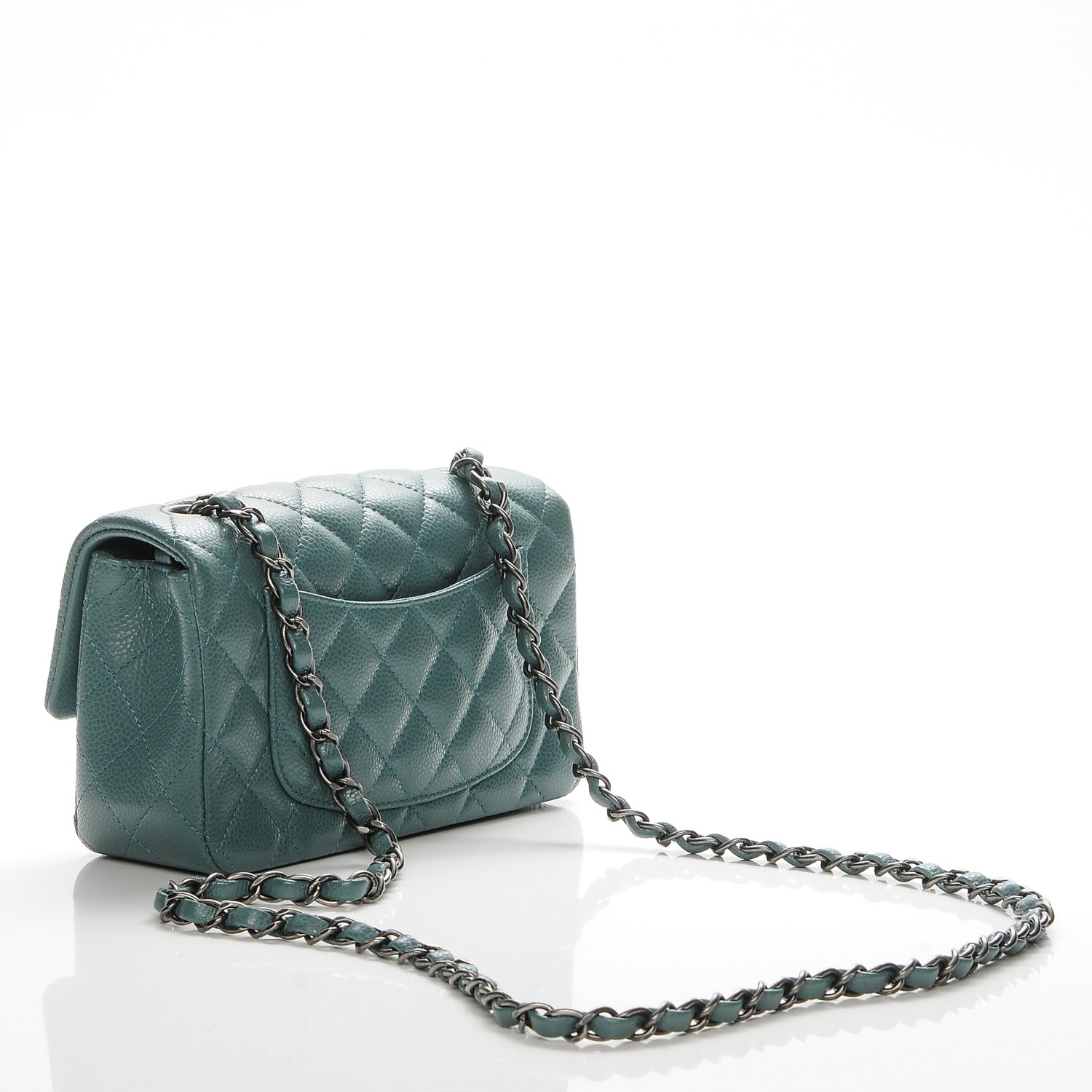 Chanel Caviar Quilted Mini Rectangular Flap Green 3 of 7