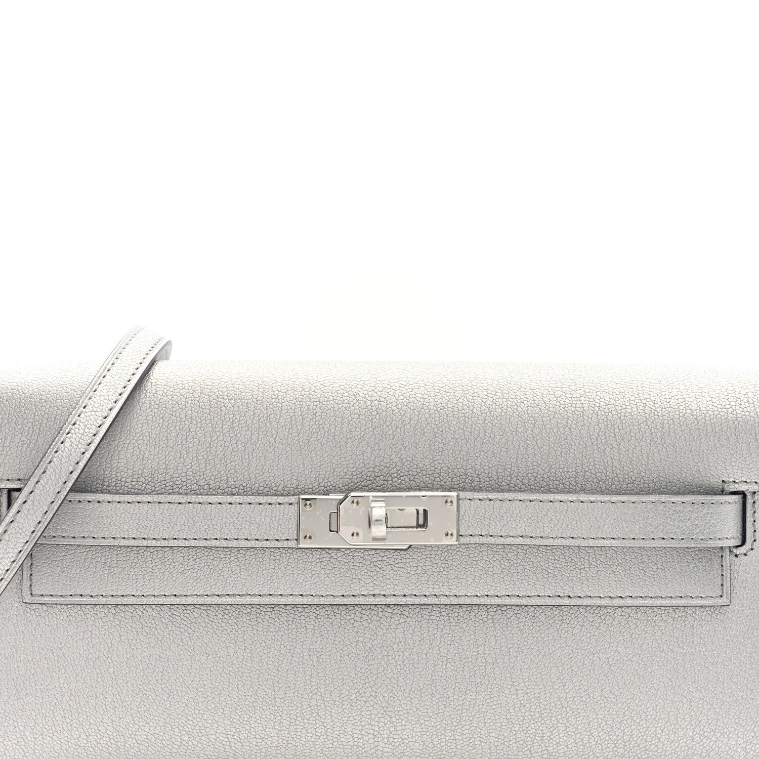 Hermes Metallic Chevre Chamkilight Kelly Wallet To Go Argent 8 of 11