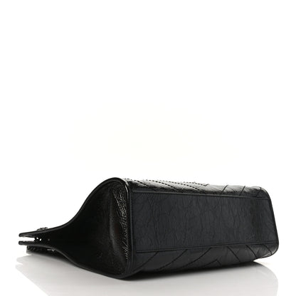 Saint Laurent Crinkled Calfskin Matelasse Monogram Medium Niki Shopper Tote Black 4 of 9