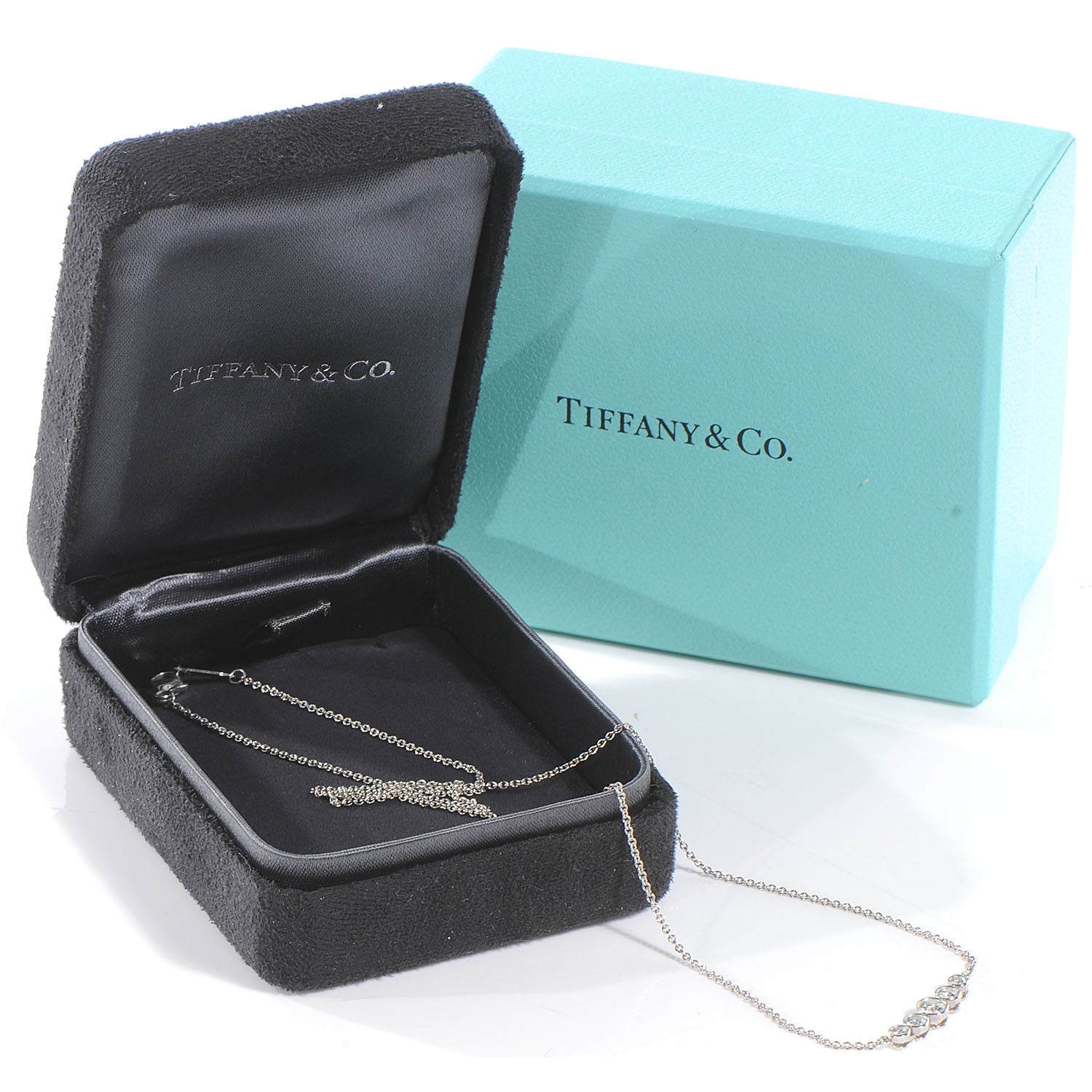 Tiffany Platinum Diamond Jazz Graduated Pendant Necklace 4 of 4