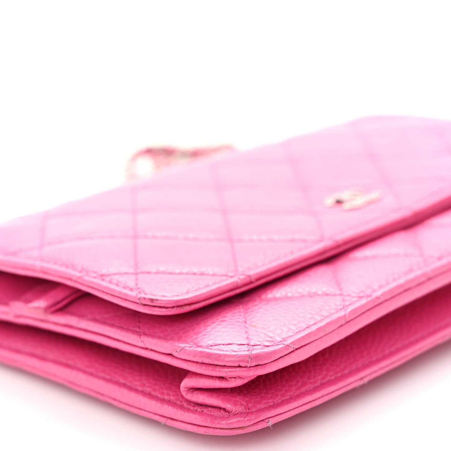 Caviar Quilted Wallet on Chain WOC Fuchsia