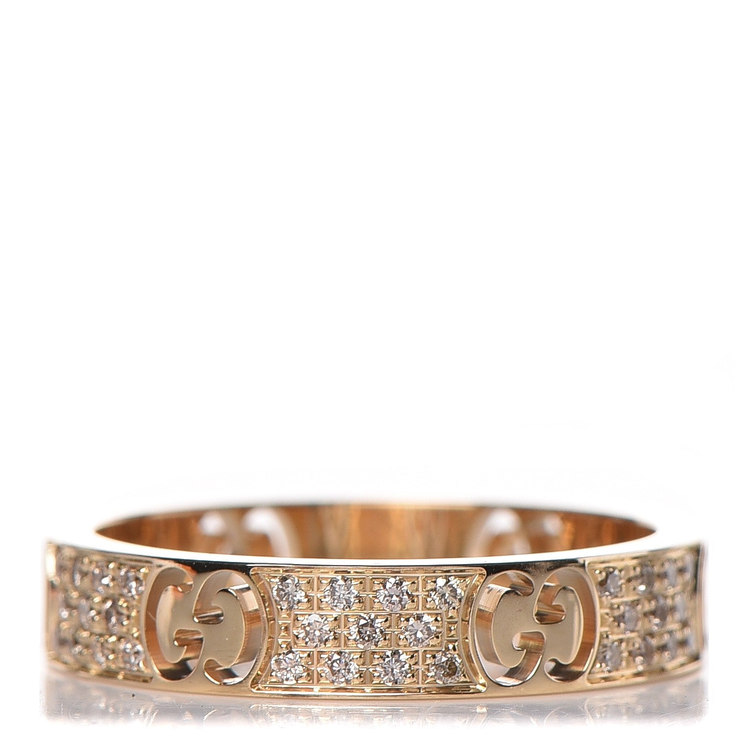 Gucci 18K Yellow Gold Diamond Icon Stardust Thin Band Ring 53.1 6.5 1 of 5