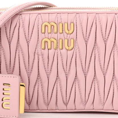 Miu Miu Nappa Matelasse Double Zip Chain Shoulder Bag Alabastro 8 of 12