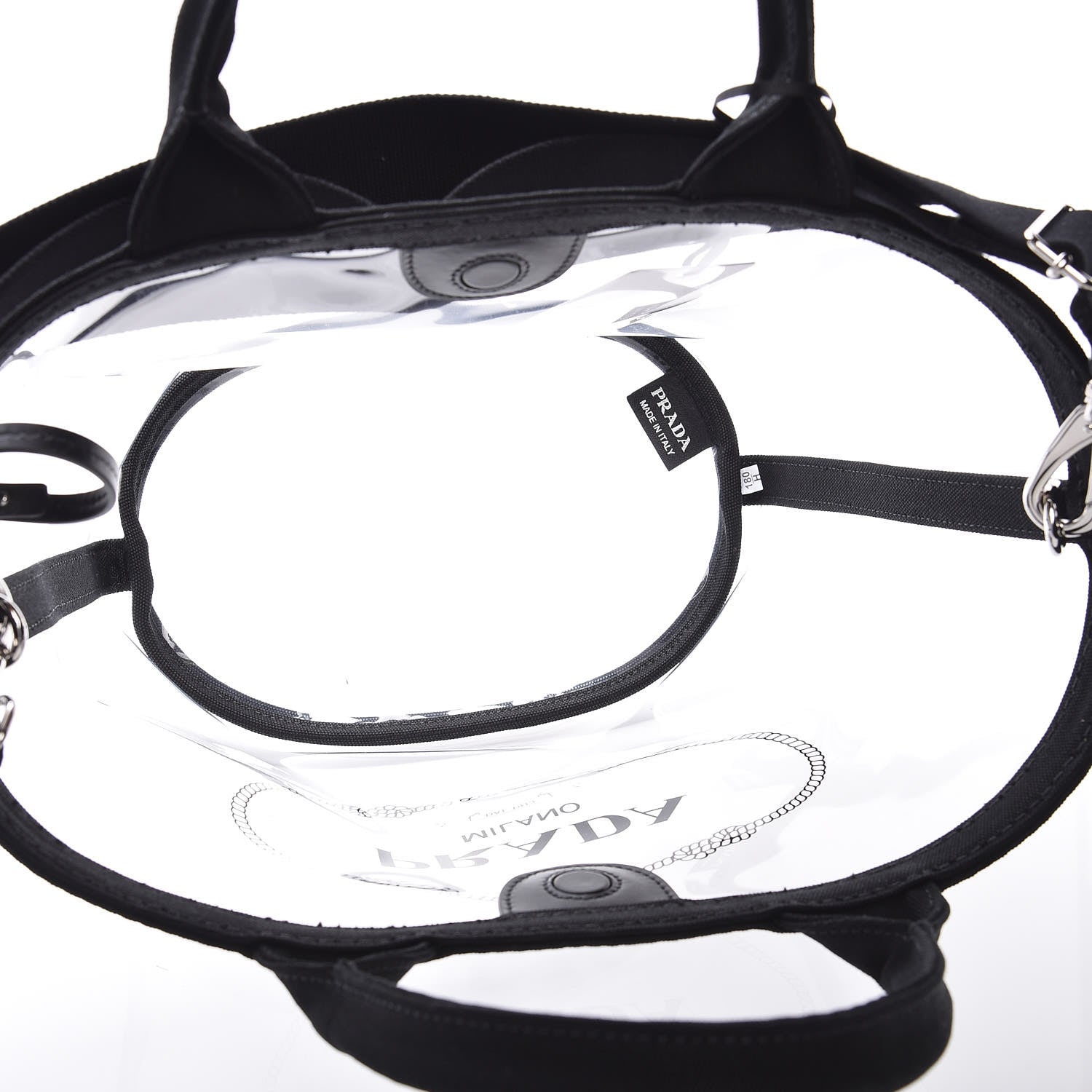 Prada Plexiglass Canapa Small Shopper Tote Black 6 of 8