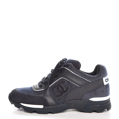 Chanel Denim Suede Calfskin CC Sneakers Navy 1 of 8