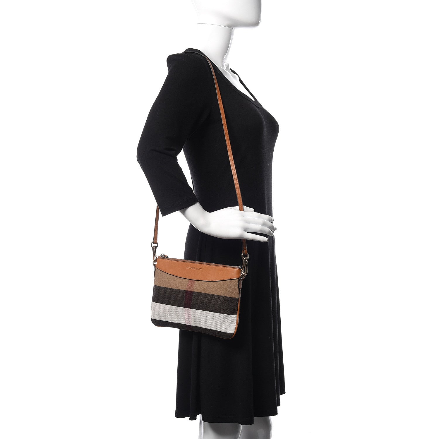 Burberry Mega Check Peyton Crossbody Clutch Bag Saddle Brown 2 of 12