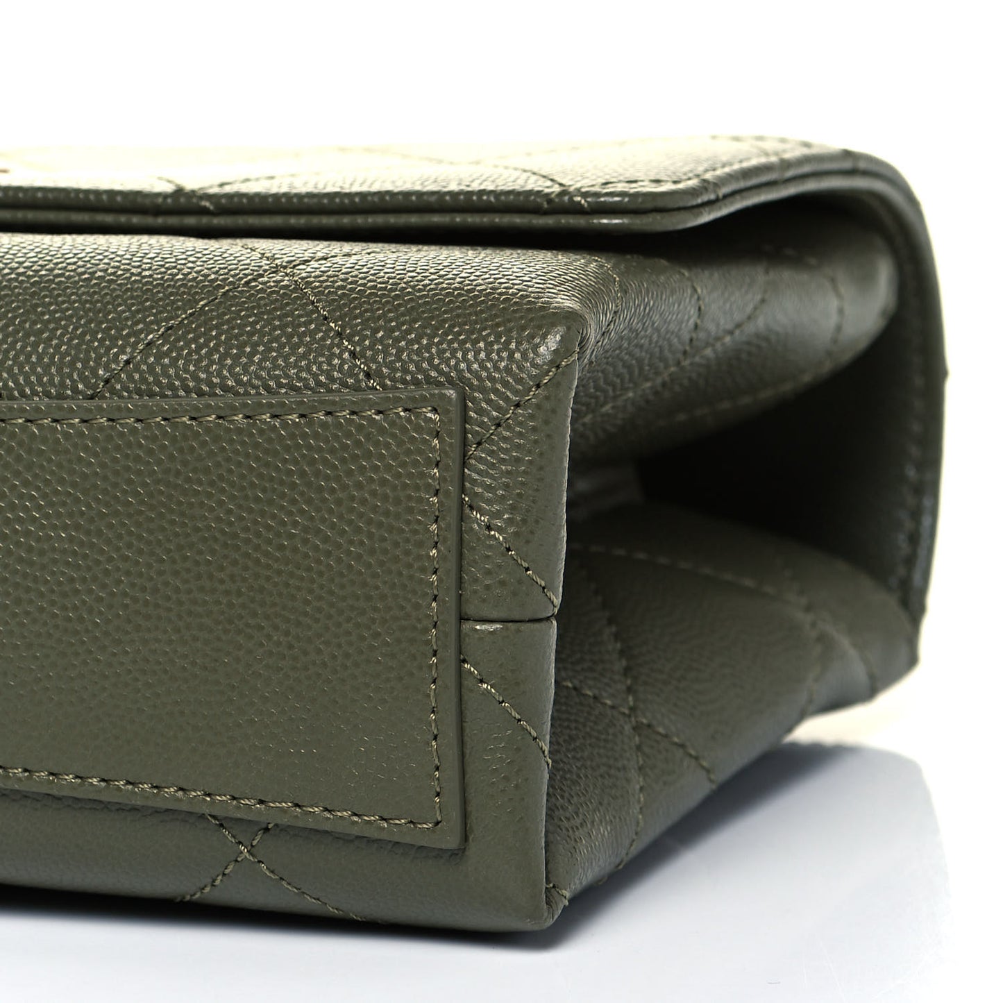 Caviar Quilted Mini Bracelet On Chain Flap Green
