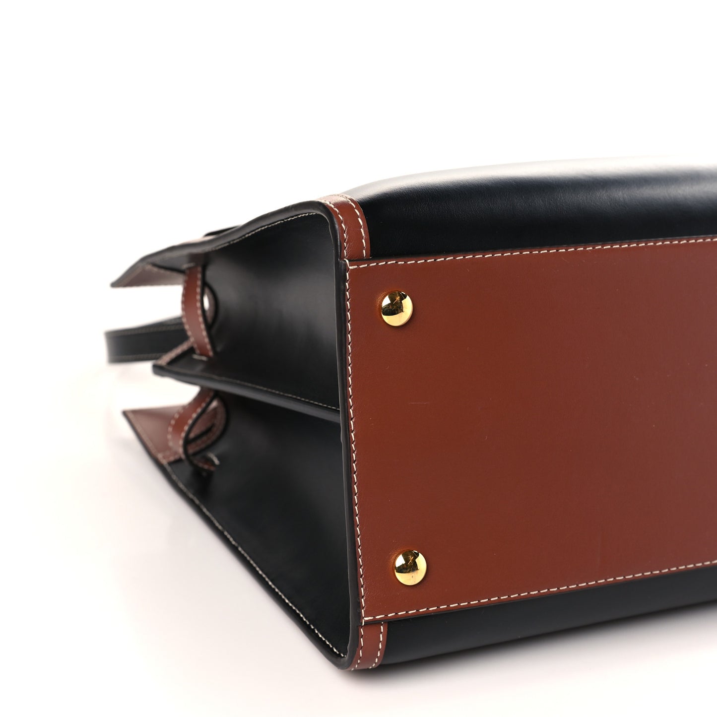 Calfskin Vintage Check Medium Two Handle Title Bag Black