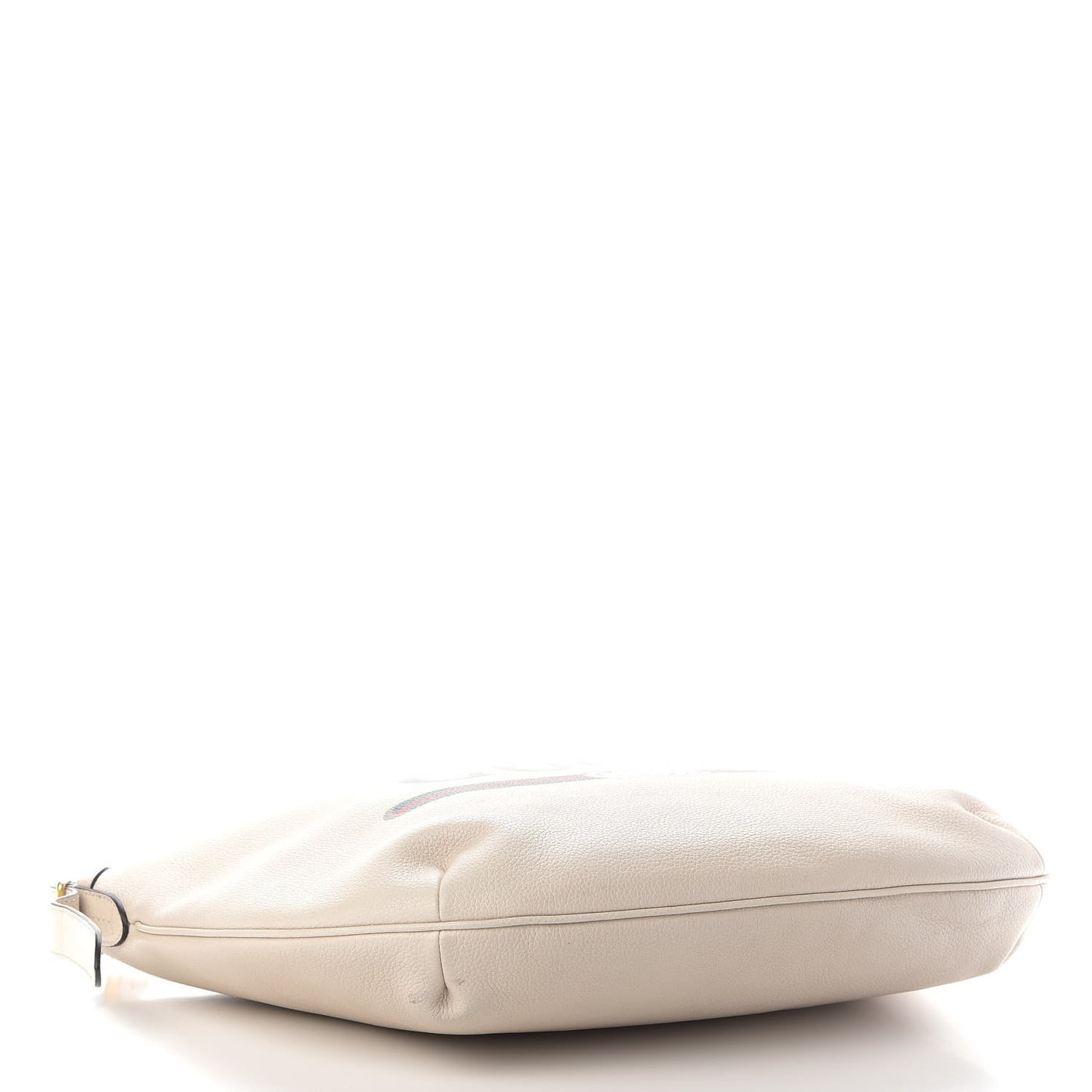 Grained Calfskin Logo Half Moon Hobo White